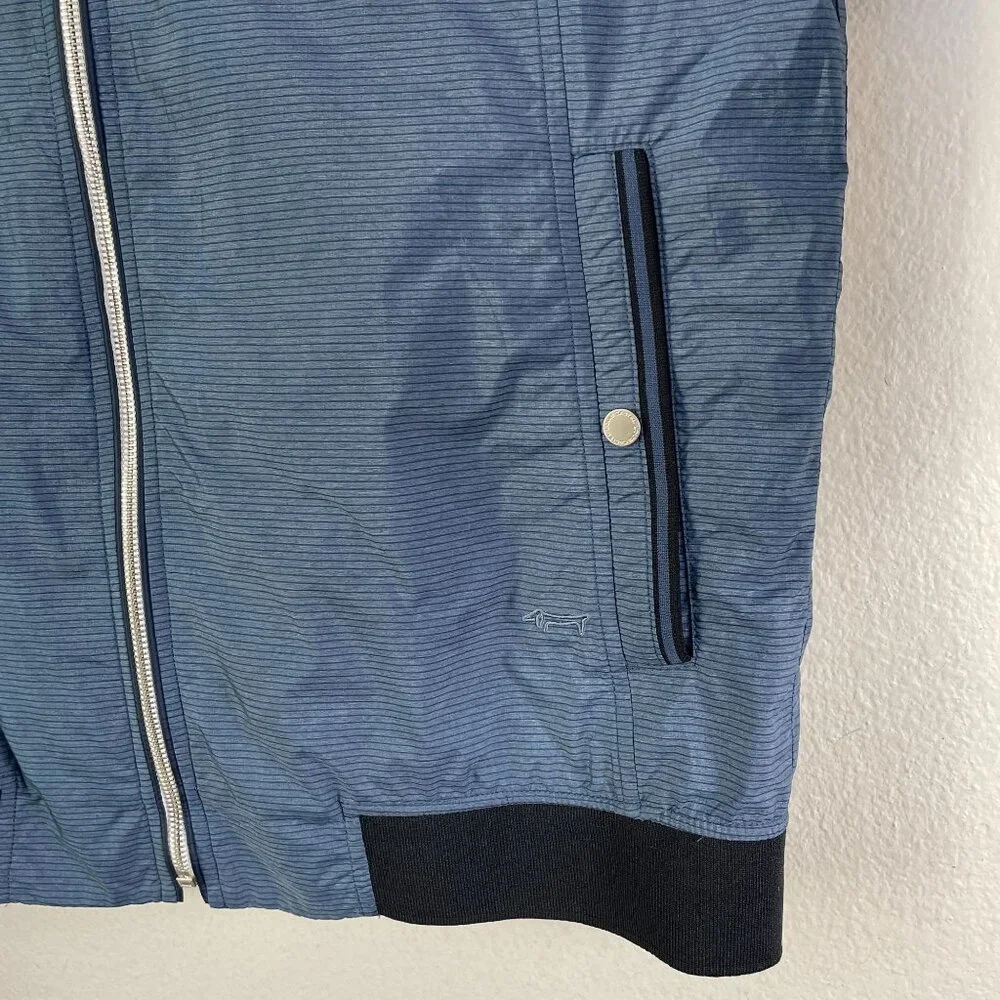 Louis Castel Mens‎ 100 Medium Lightweight Blue Nylon Bomber Jacket Zip Up
